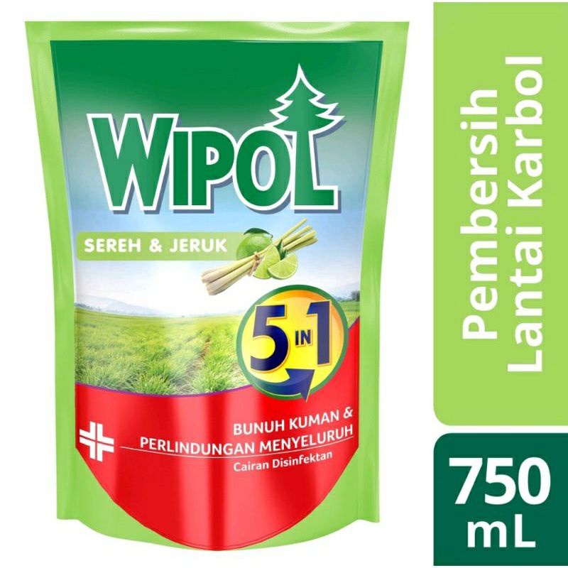 Wipol karbol desinfektan 750 ml cemara, lemon dan sereh