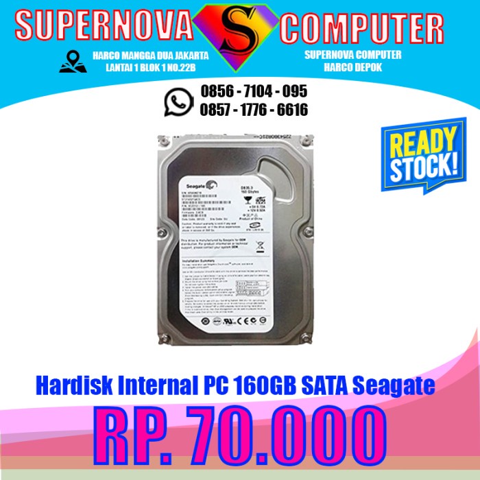 Hemat Hardisk Internal Pc 160Gb Sata Seagate Promo