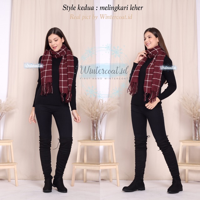 London Winter scarf Men Women Syal Musim dingin pria wanita cewek cowok pashmina tebal hangat