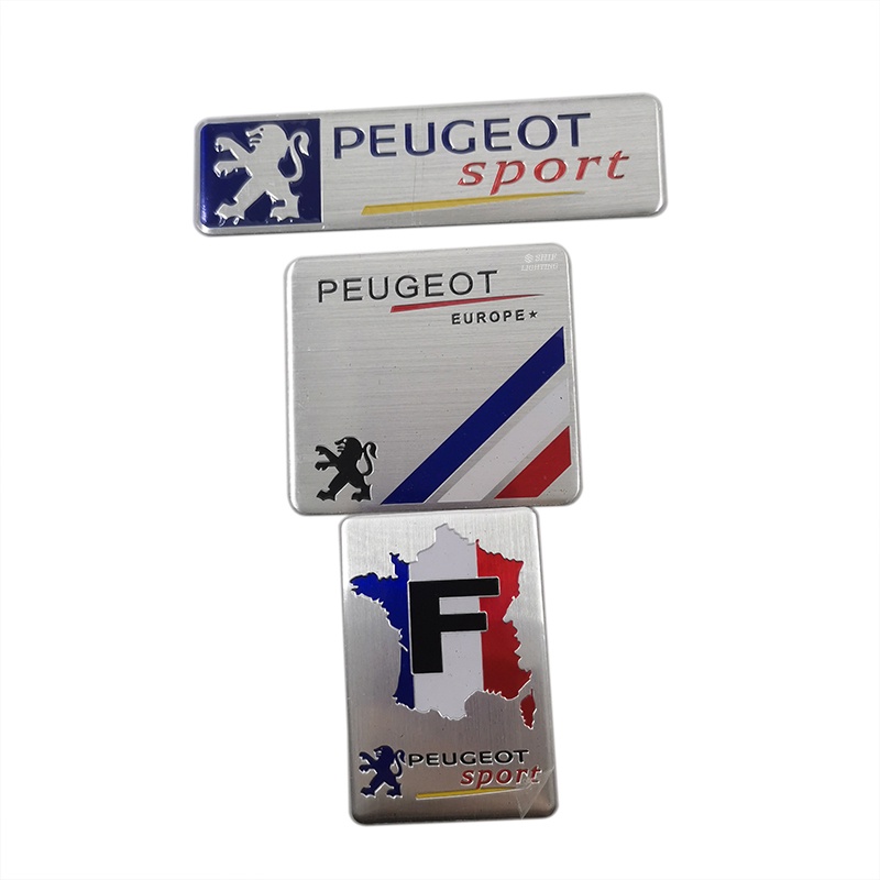 1pc Stiker Emblem Logo PEUGEOT SPORT Bahan Aluminum Untuk Bagasi Belakang Mobil PEUGEOT
