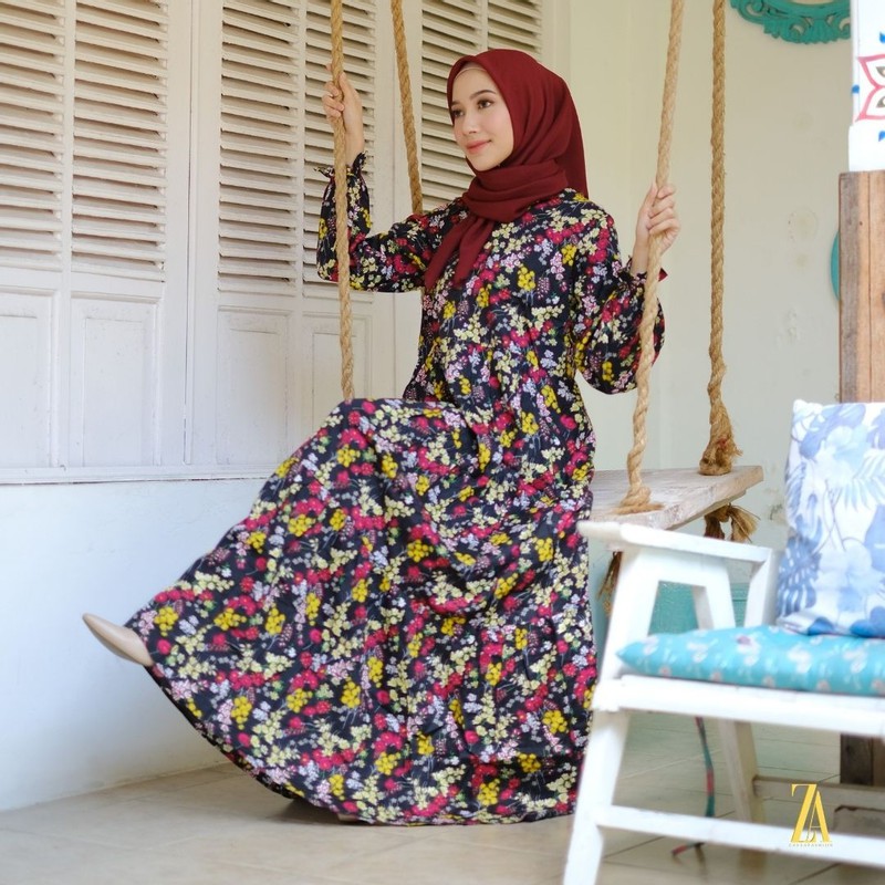 HomeDress Namira Black - Homedress Gamis Busui Friendly Premium