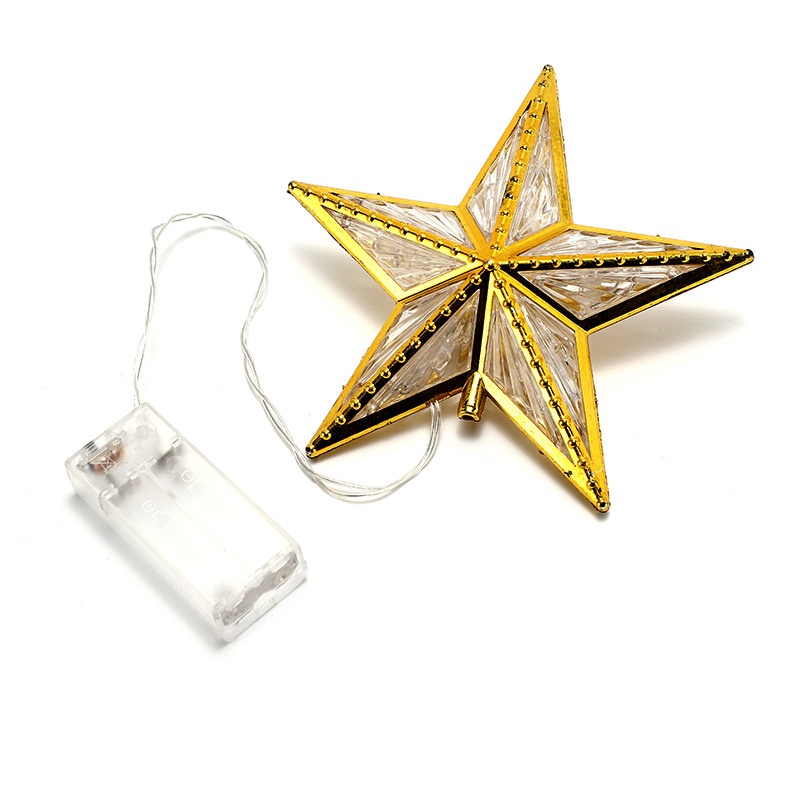 Gold-rimmed Five-pointed Star Lamp Coloured Tree Topper Permanent Electronic Light Plastic Star Lights Christmas Tree Decoration Lights Christmas New Year Coloured Lights