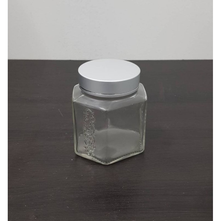 JHXUK260 jar kaca hexagonal 250ml / jar kaca madu 250ml / jar selai 250ml