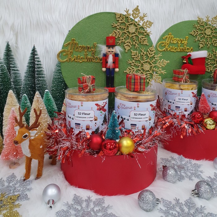 

Paket dekorasi hampers natal christmas parcel hadiah kue kering 24 - Box spatu santa
