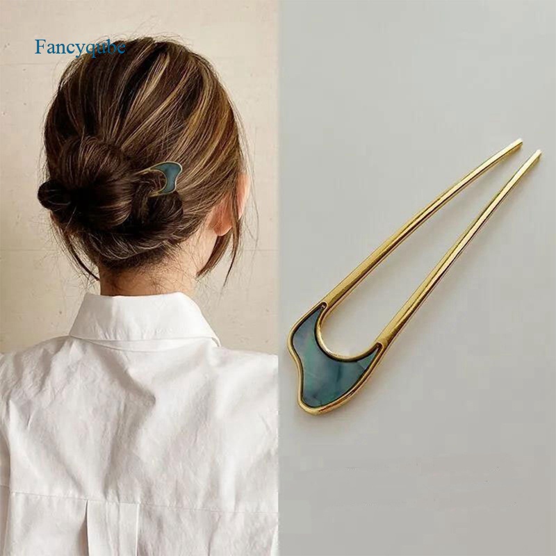 Fancyqube Japan Minimalist Hairpin Alloy Metal Conch Shell Hair Sticks For Women Headwear Girl Hair Tools Bun Maker Hair Accessories