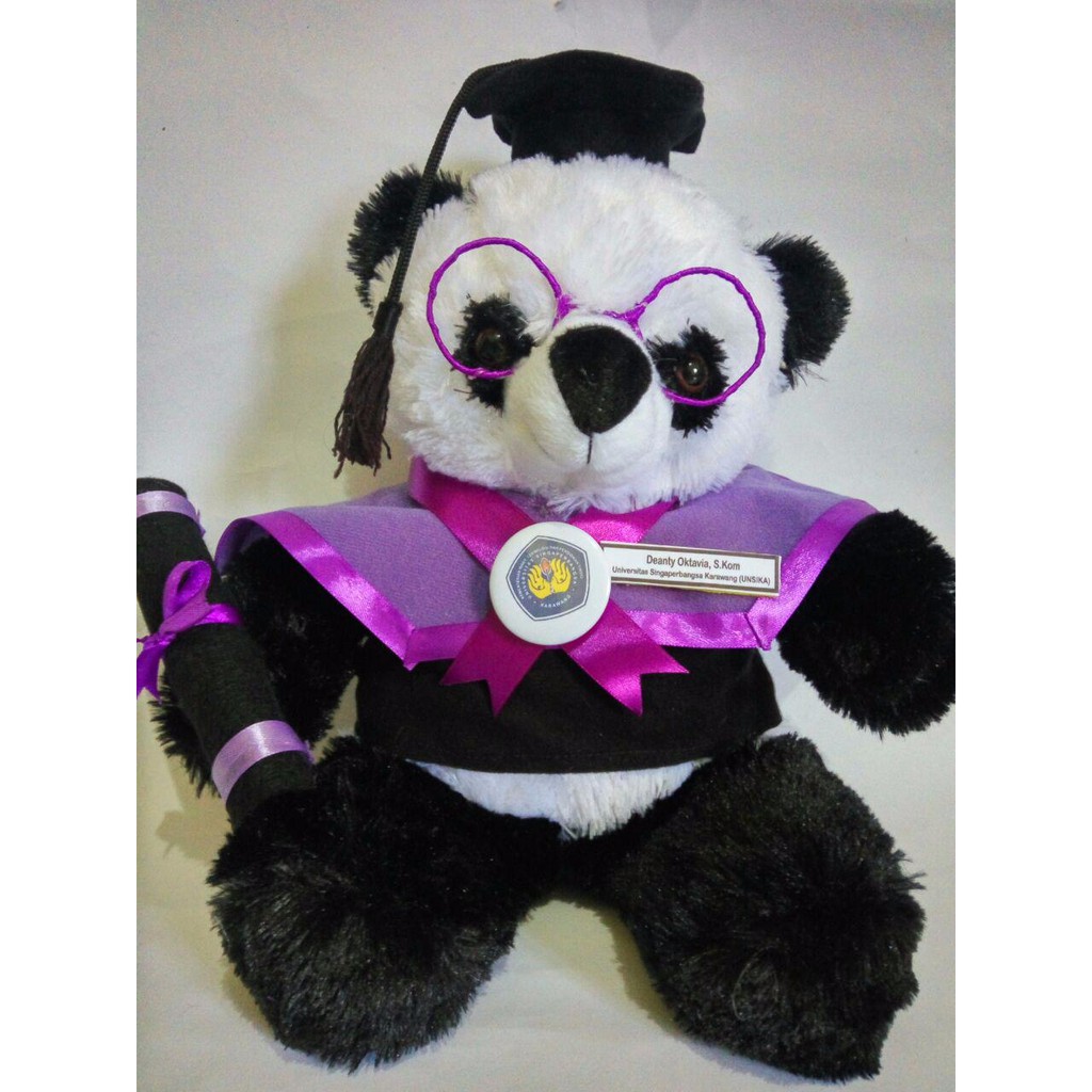 Boneka Wisuda Panda Kacamata Kado Hadiah Graduation souvenir boneka panda sidang skripsi kampus