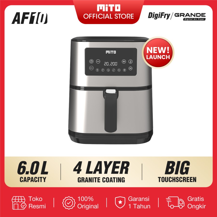 MITO Mitochiba Grande Air Fryer DigiFry Mesin Penggoreng Tanpa Minyak 6L AF10