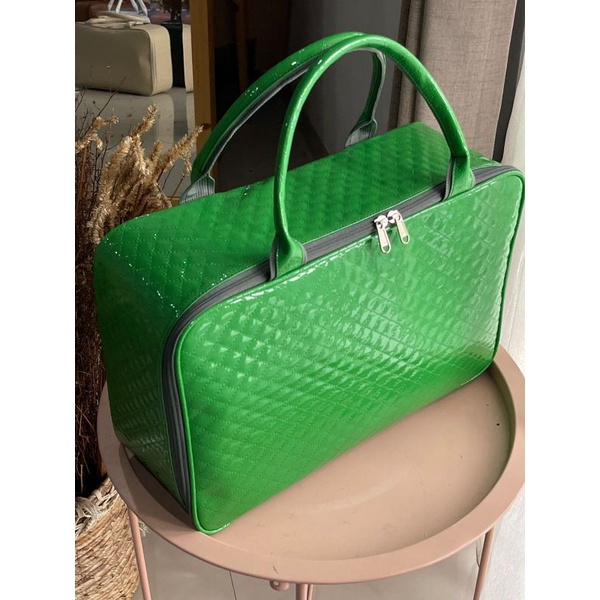 koper mini plain hijau travel bag premium tas traveling koper baju