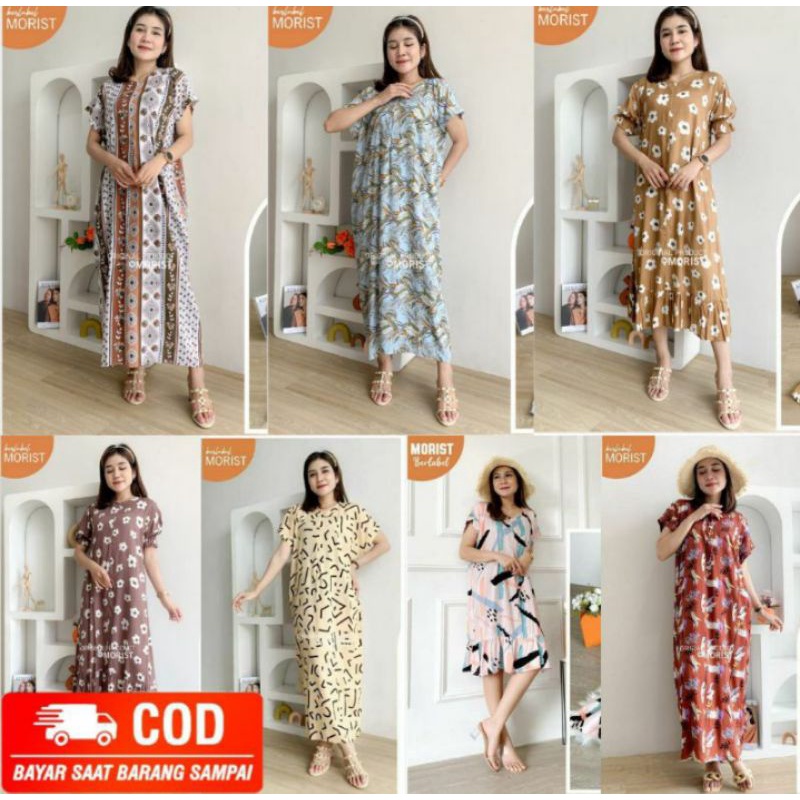 DASTER MORIST ORIGINAL DASTER PENDEK BAHAN RAYON ADEM MURAH BERMOTIF MOMY RUIFI TIMY HOMEDRESS CANTI