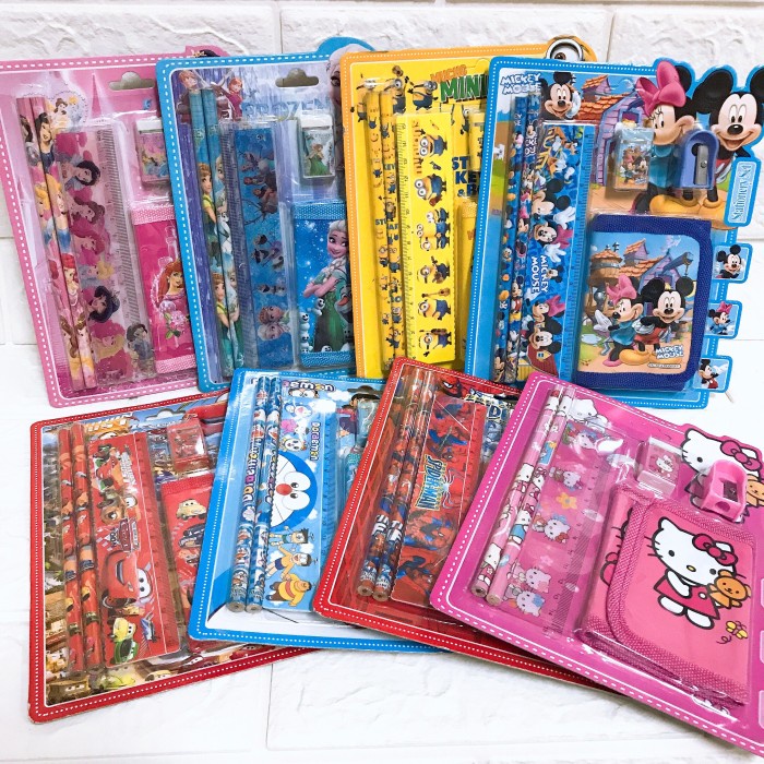 

Lucu Set Alat Tulis + Dompet (Wj8809) Set 6 In 1 Karakter Hemat