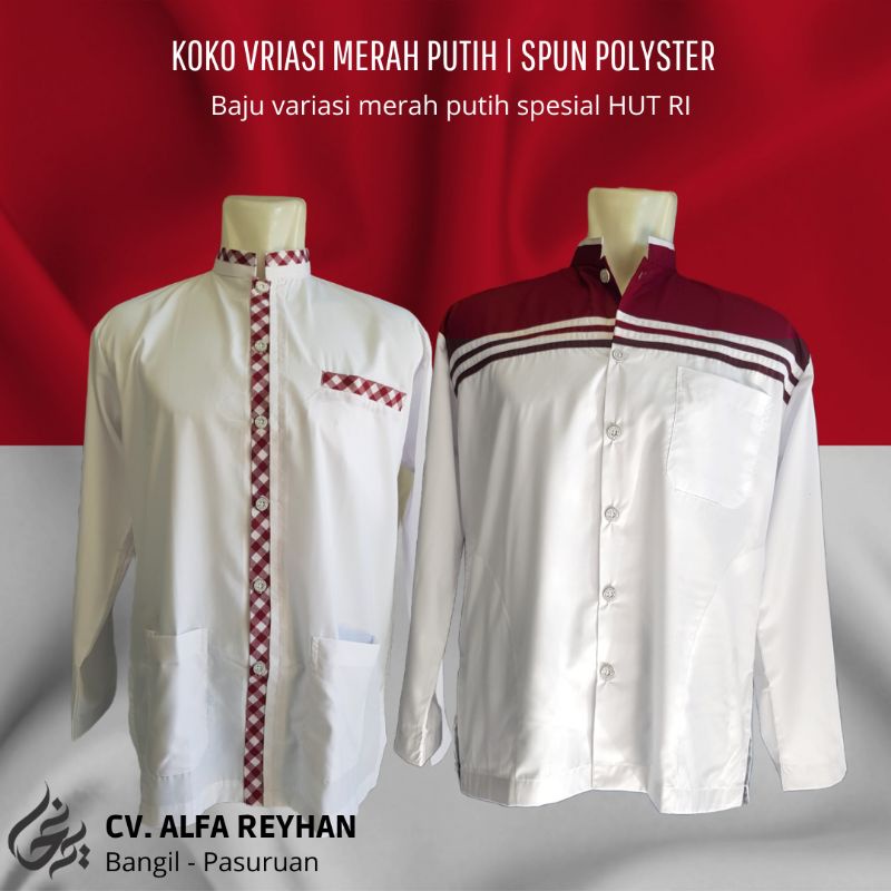 Baju koko merah putih | Baju koko spesial HUT RI | Baju koko variasi Alfa reyhan terbatas