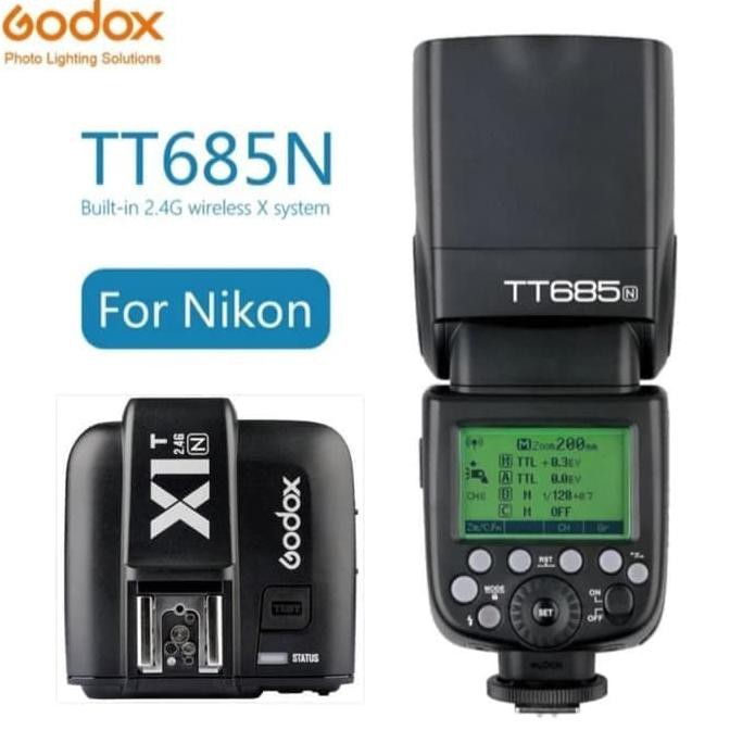 TERLARIS-PRODUK GODOX TT685 / TT685N TTL FOR NIKON + TRIGGER GODOX X1T-N TTL FOR NIKON - HITAM