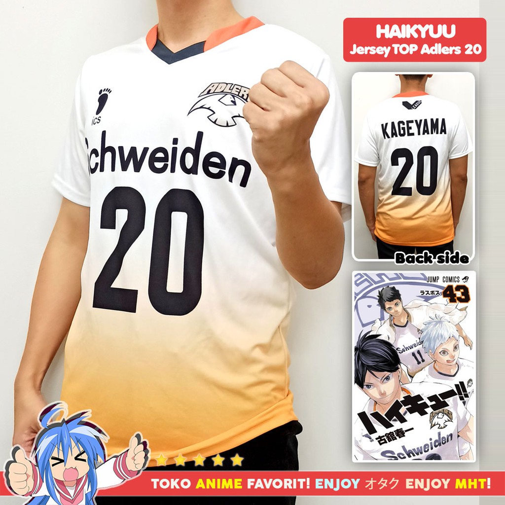 Kostum Anime Cosplay Haikyuu Kaos Atasan Jersey Schweiden Adlers