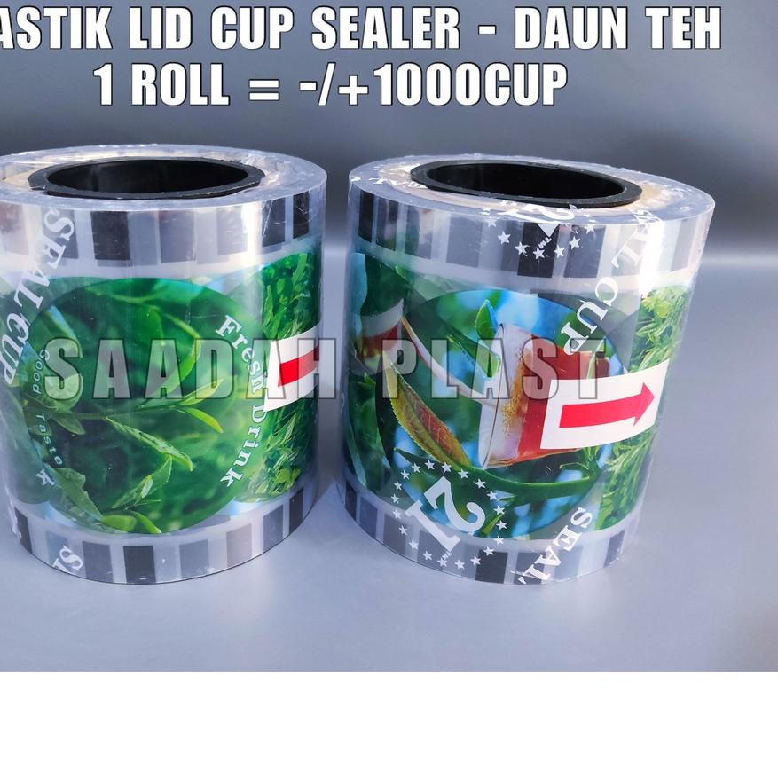 

☊ Plastik Lid Cup Sealer Cup - Daun Teh 21 1000cup / Seal Cup Polos ☺