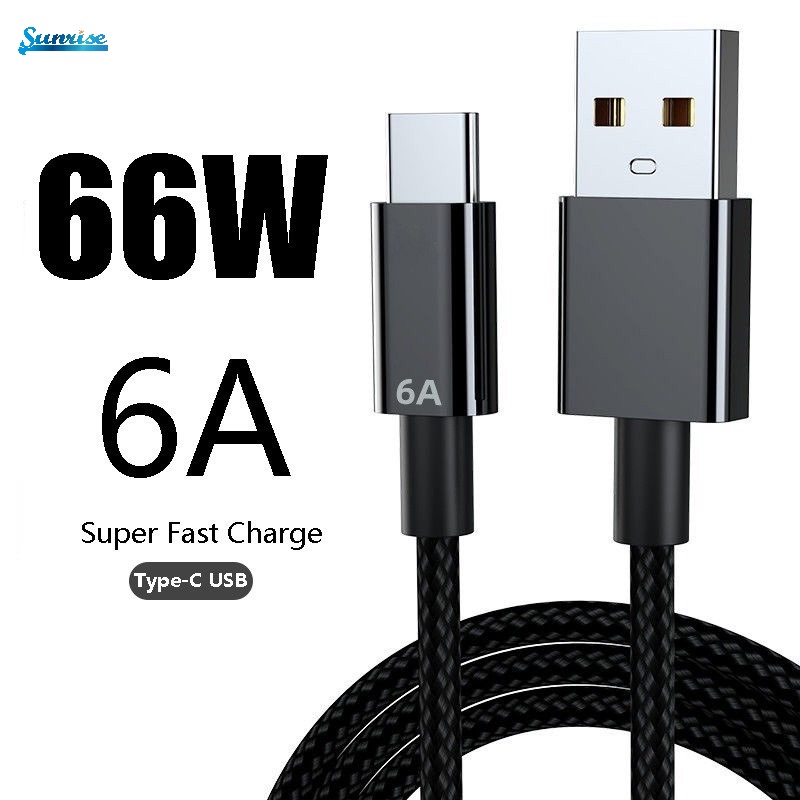 Kabel Data / Charger USB Tipe C / 6A 66W Panjang 1 / 2m Untuk Smartphone Android