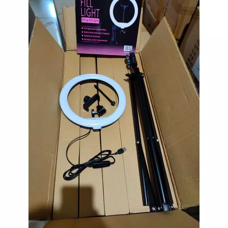 # HJ # RING LIGHT LED 26 CM MAKE UP VLOG LAMPU RINGLIGHT TRIPOD 2.1 M