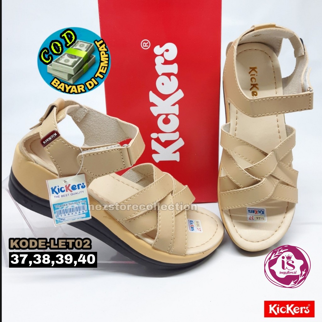 SANDAL WEDGES WANITA KICKERS TERBARU KODE LET 02 MURAH HARGA GROSIR