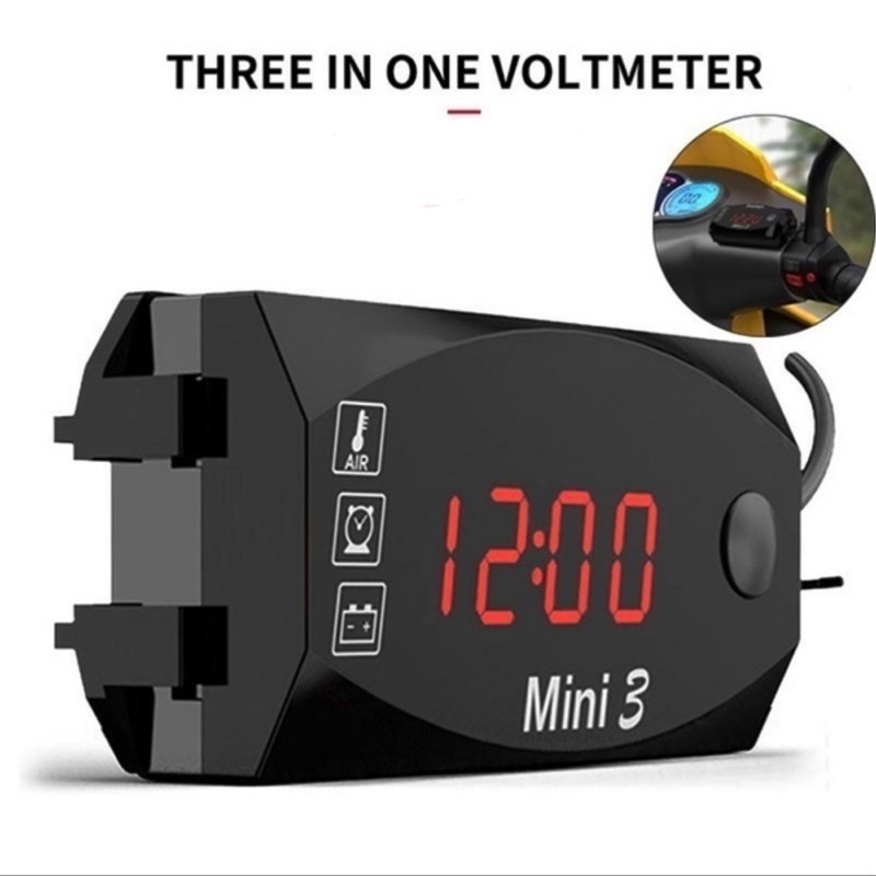 Voltmeter Volt Meter ACCU Aki 3 in 1 Mini 3 12V Universal Semua Motor Bisa