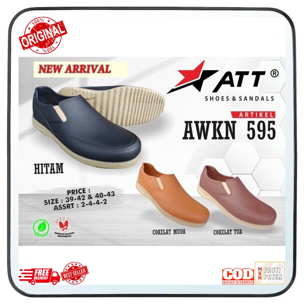 PRO ATT AWK 595 ORI SIZE 40-43 Sepatu pantofel pria Sepatu karet pria Sepatu formal