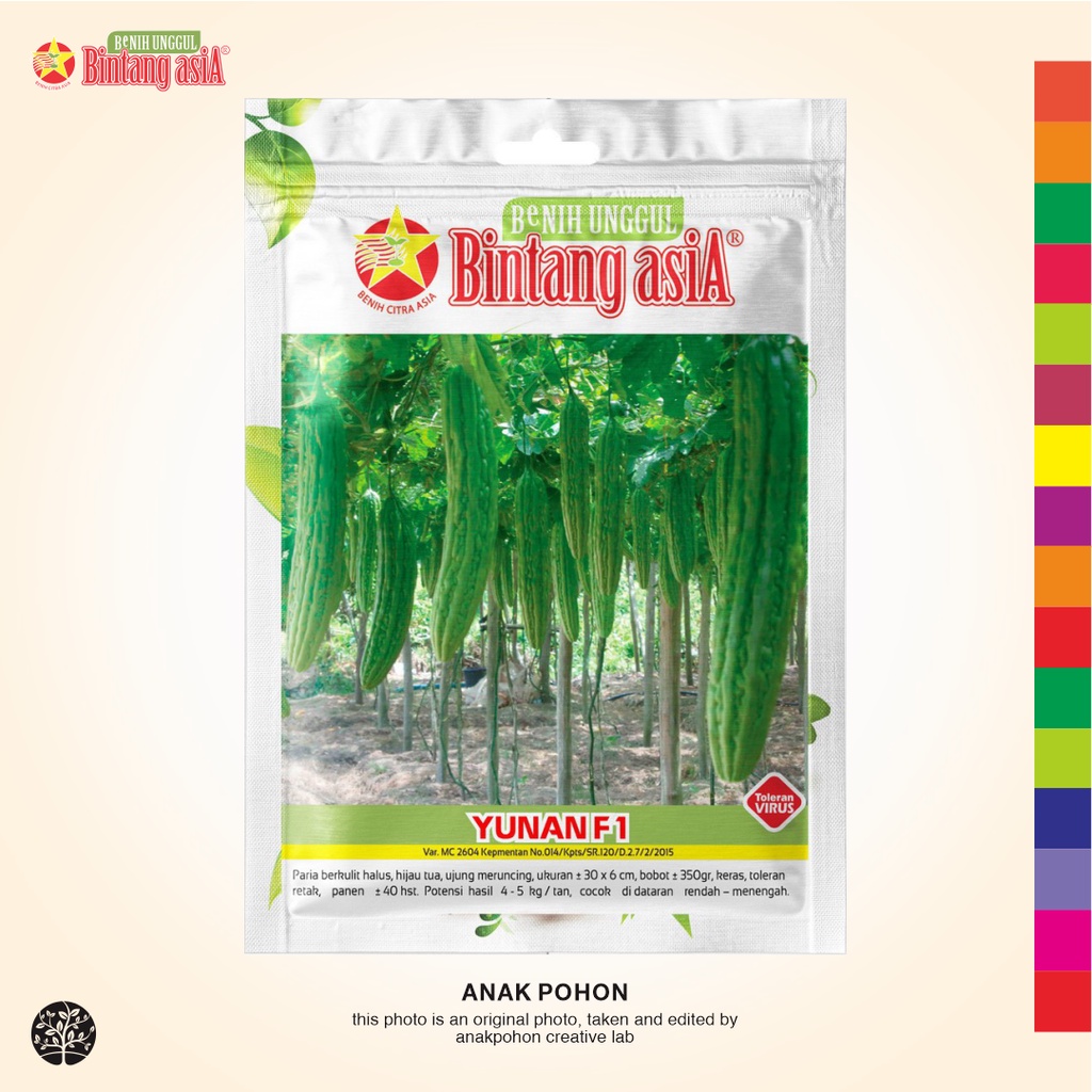 (1 PACK) Benih Paria Hibrida YUNAN F1 Pare Hijau Seeds - BINTANG ASIA - 2 GRAM