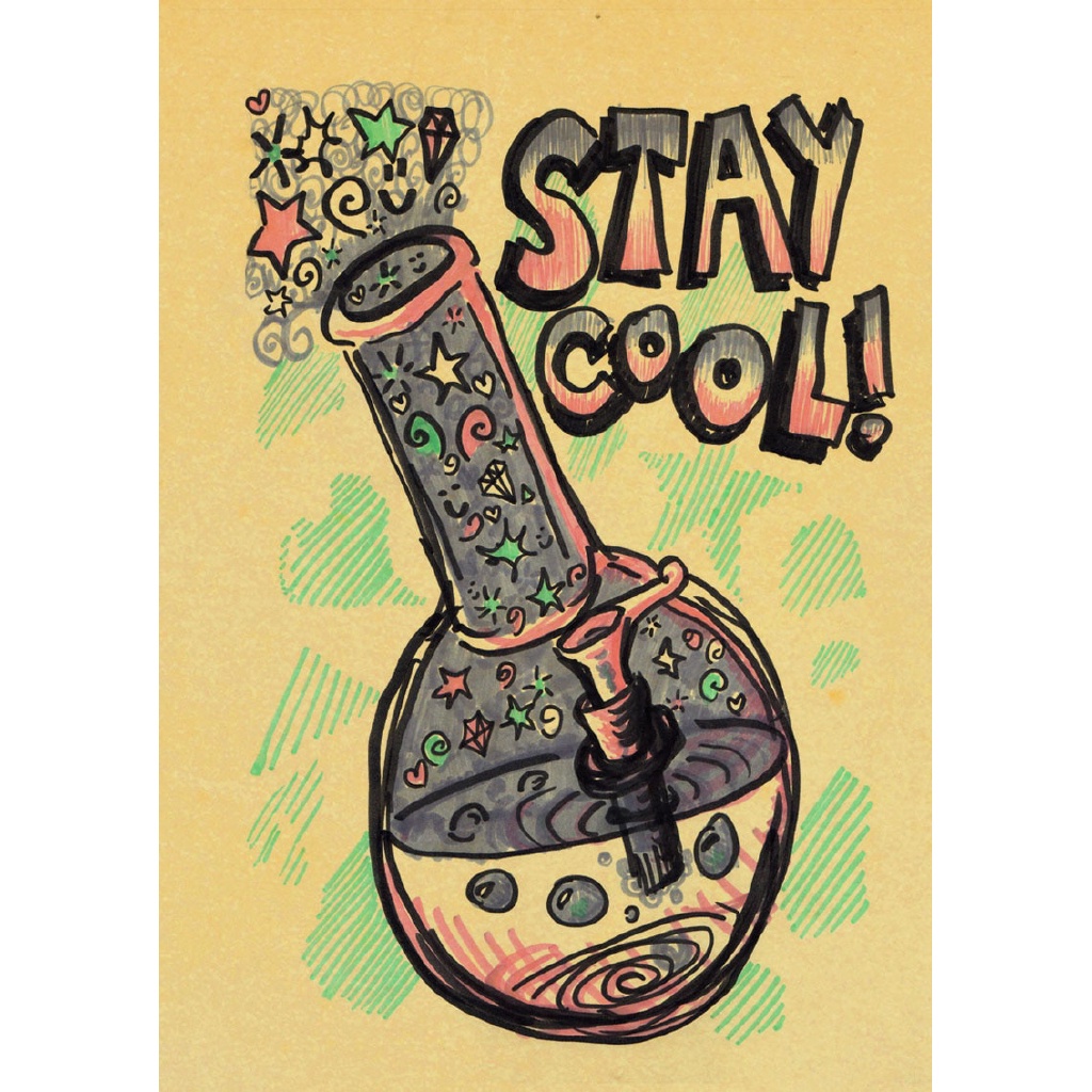 Poster Kertas Kraft Retro Vintage Motif Keep Calm And Smoke Weed Jamaican Reggae Warna Coklat