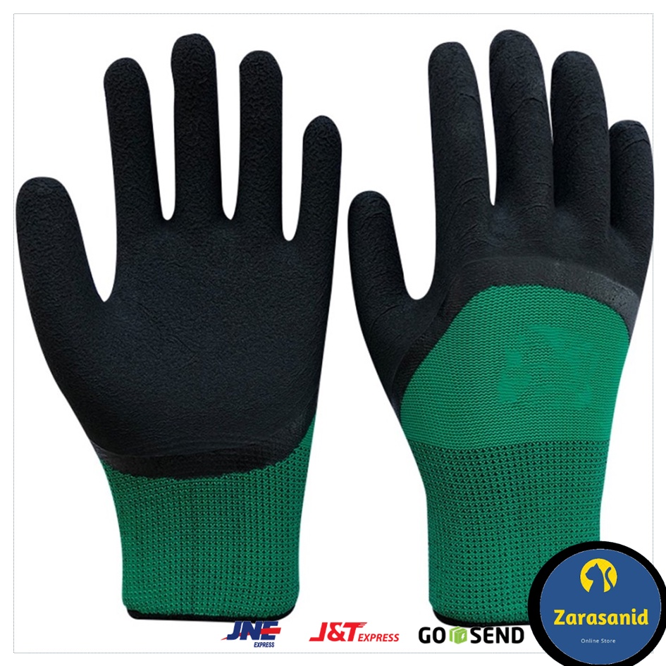 Sarung Tangan Karet Palm Fit Glove Mekanik Motor Hitam Safety Kerja