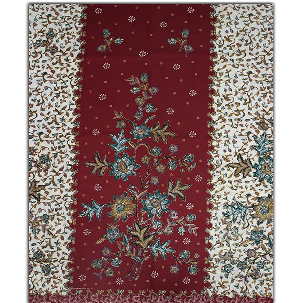 Sarung Batik Wanita Batik Pekalongan dasar Putih Putri Madura-Motif 53 Merah Tua