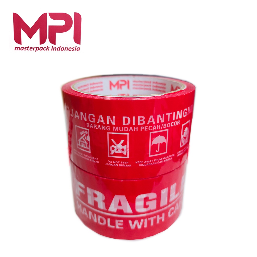 Lakban Fragile Merah Handle With Care 50 Yard Jangan Dibanting MPI