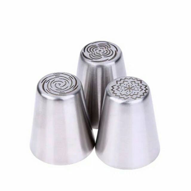 3Pcs Spuit Rusia Import Tanpa Sambungan Tebal Bentuk Bunga Mawar