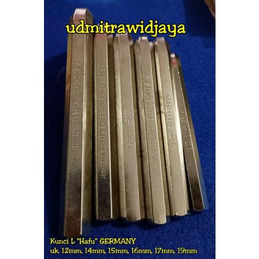 Kunci L Panjang / Hex key Long 12mm, 14mm, 15mm, 16mm, 17mm, 19mm  HAFU GERMANY Standart JIS japan industrial standart TEKIRO kunci L set panjang jerman kualitas bagus kunci baut 24, 27, 30an