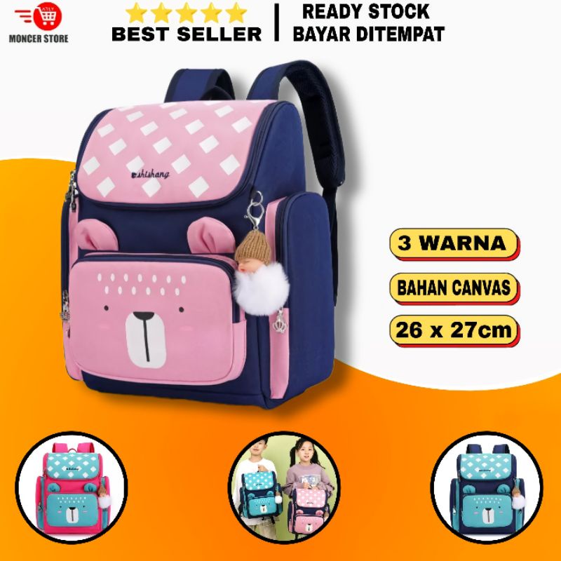 Tas Ransel Anak Perempuan Kecil Tas Sekolah Anak SD TK Tas Punggung Cewek Warna Pink Biru (Tanpa Gan
