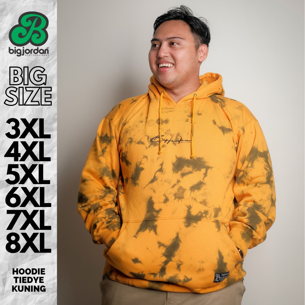 switer hoodie tiedye big size big jordan original jumper ukuran jumbo kuning oversize 3XL 4XL 5XL 6L