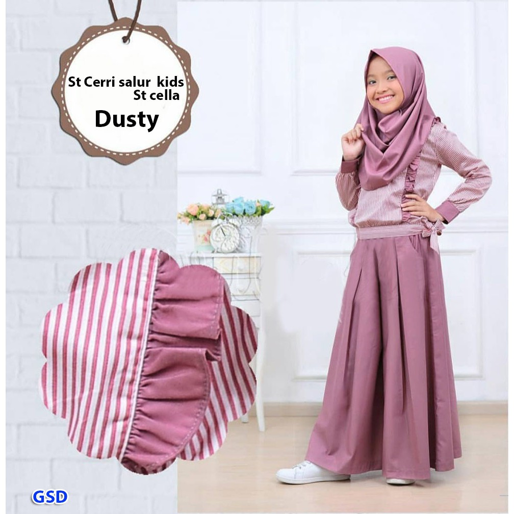 Best Seller Busana Muslim Anak 7 10th Terbaru Sudah 1 Set Baju Celana Kulot Pasmina St Cerri Shopee Indonesia