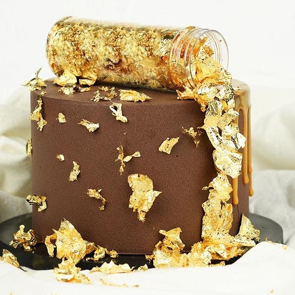 

ust Edible Schabin Flakes Gold & Silver Leafs, Dekorasi Makanan s77>