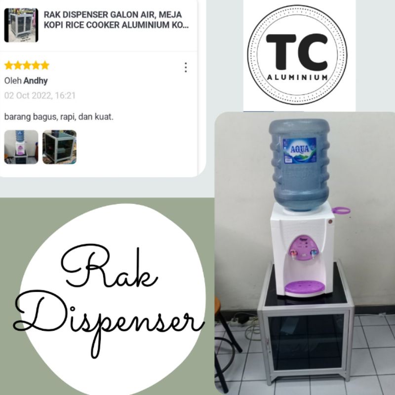 TC ALUMINIUM LSG735 48X48X55 s LEMARI MEJA RAK 2 SUSUN DISPENSER RAK GALON AIR MAGICOM ATAS  MEJA KU
