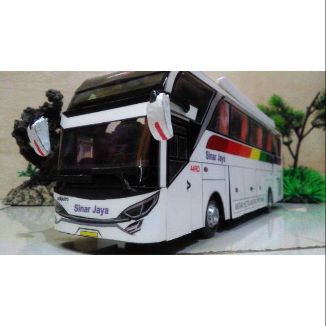 Miniatur bus kayu triplek sinar jaya shd