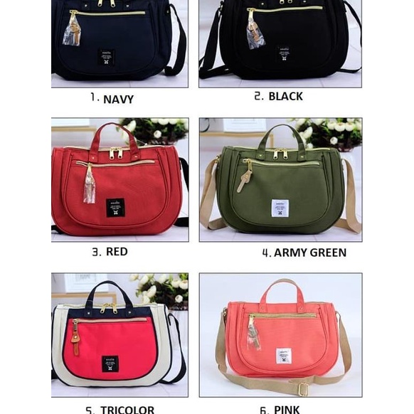 ● Anello Oval Mini Shoulder Bag / Tas Bahu Wanita Import Anello - AN333 - Navy ★