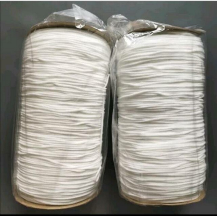 COD1 ROLL (+-500 Meter) PREMIUM Karet Masker Bulat / Karet Elastis 2 mm WARNA PUTIH