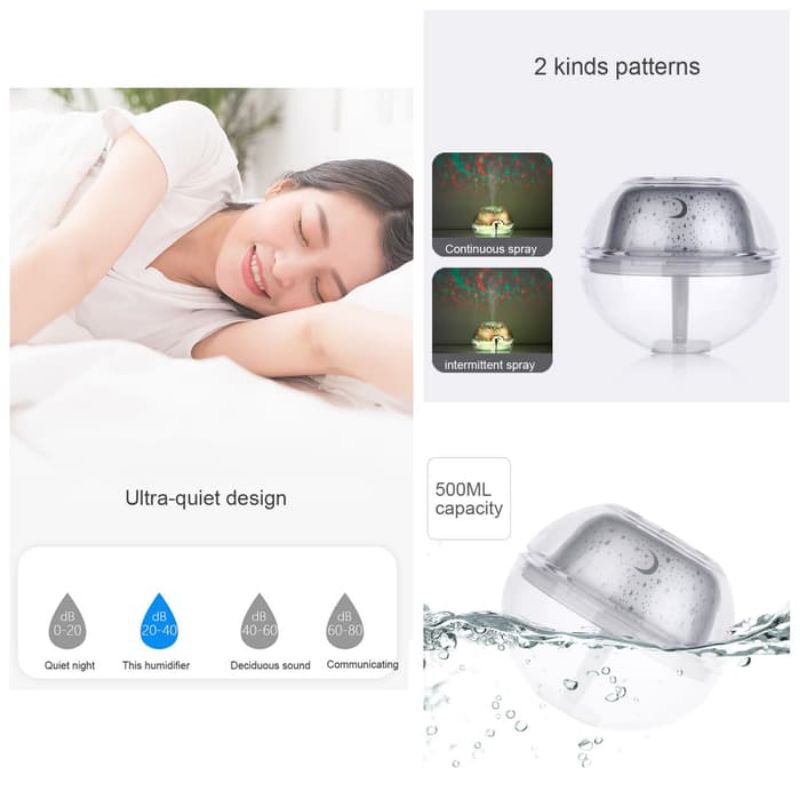 Humidifier Diffuser Aromaterapi 500ml 7 LED Lampu Tidur Disfuser Aromatherapy Ultrasonic Taffware