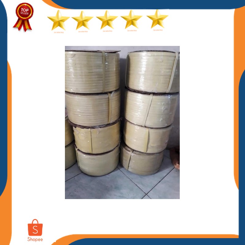 

Beli Sekarang tali strapping band 12mm kuning 1roll - tali plastik ikat kardus lebar tali 12mm