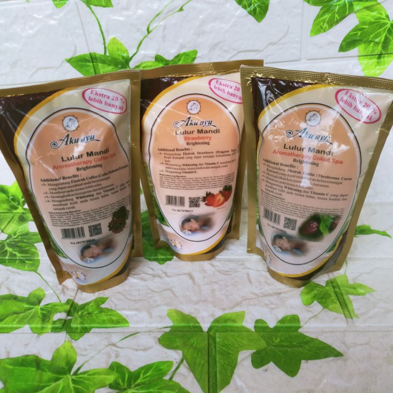 Aku ayu lulur mandi scrub badan 250gr coffee strawberry coklat