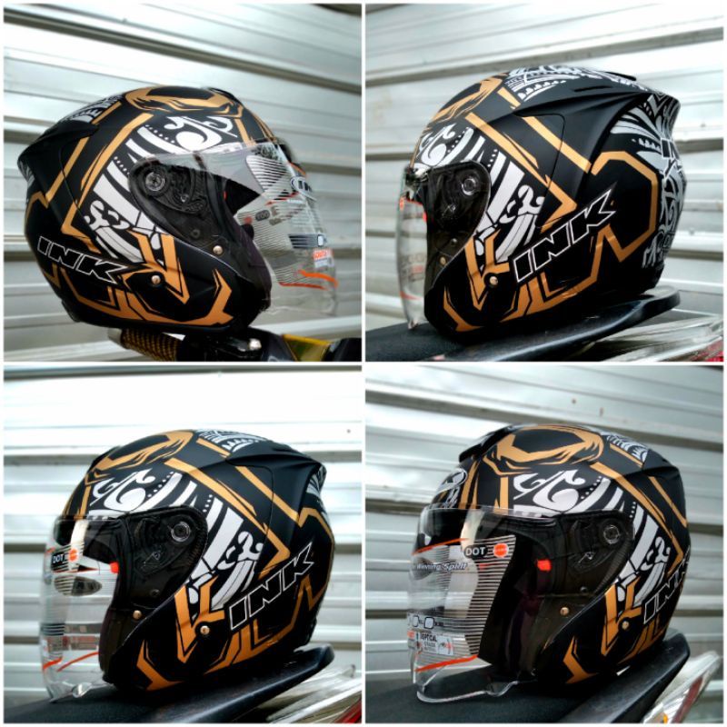 Jual Helm Ink Dynamic Motif Matt Black Gold Original Helm Touring Ink