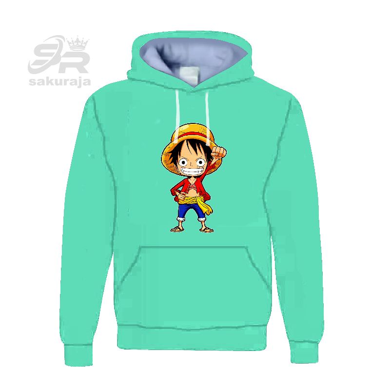 sweater hoodie anak gambar karakter Luffy one piece/umur 3-17 tahun