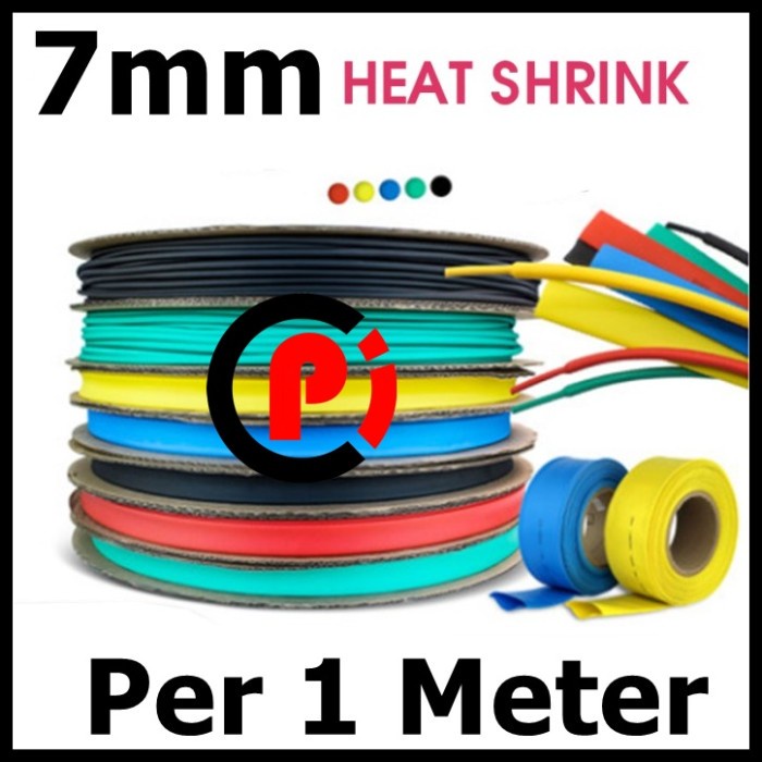 Heatshrink 7mm Selang Bakar 1Meter 1M Selongsong Ciut Kabel Warna