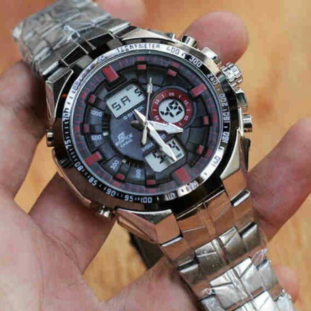 JAM TANGAN PRIA ELEGAN CASIO EDIFICE EFA150 SILVER BLACK RED KW SUPER