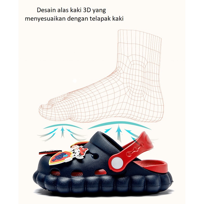 SANDAL ANAK LAKI-LAKI SLOP CROCS PAW PATROL ANTI-SLIP PW