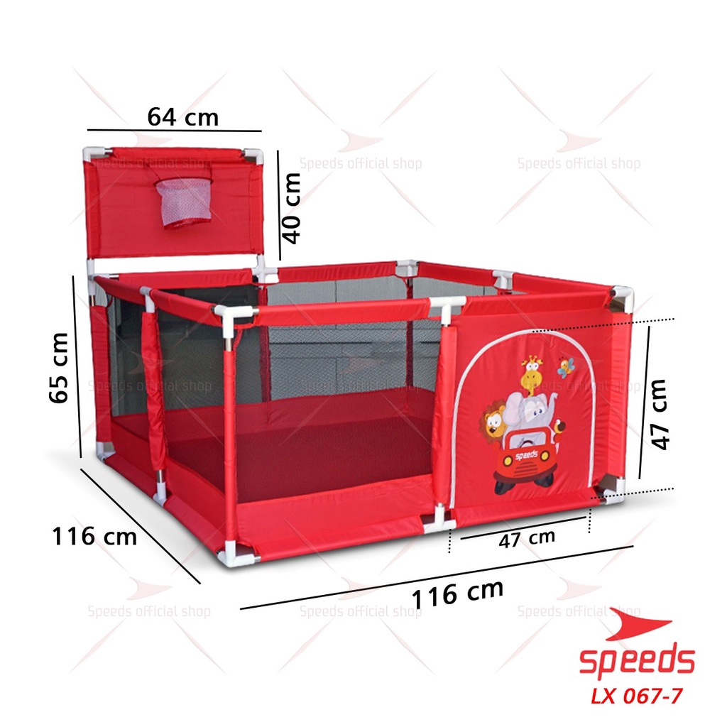 SPEEDS Kolam Mandi Bola Keranjang Mandi Bola Mainan Tenda anak Playpen 067-8-MERAH-7