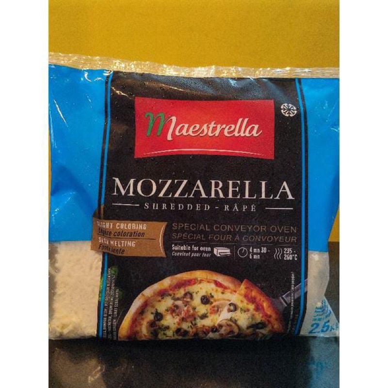 Jual MAESTRELLA MOZZARELLA SHREDDED / KEJU MOZZARELLA PARUT KEMASAN 2.5