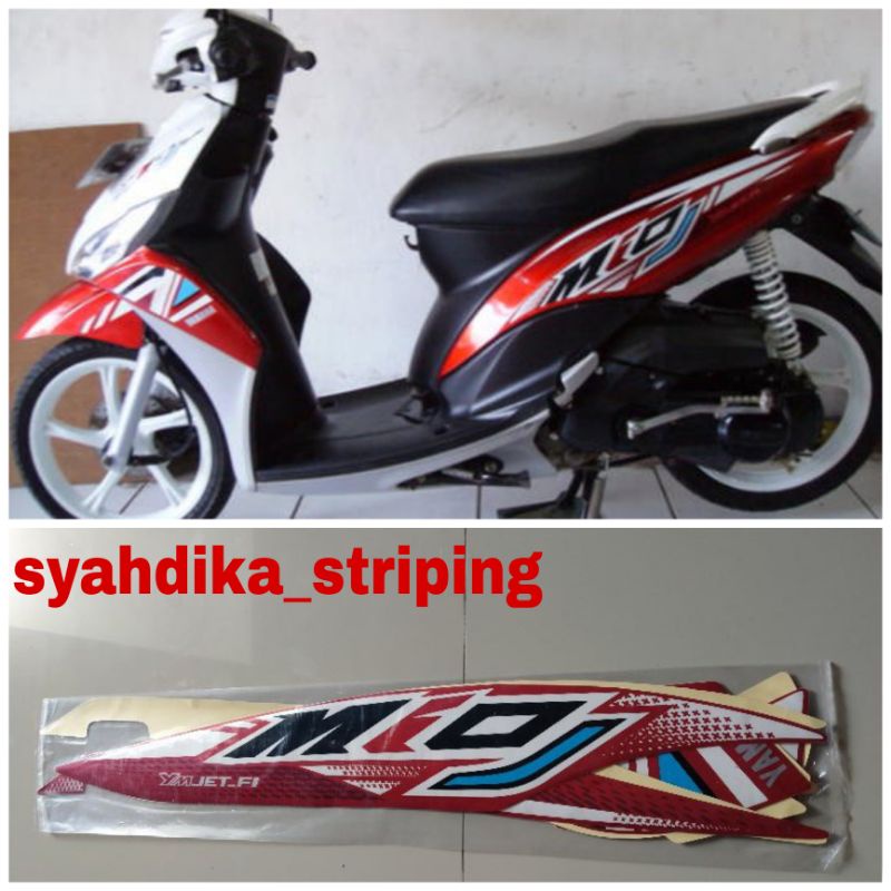 STIKER STRIPING LIS BODY YAMAHA MIO J 2012 MERAH PUTIH