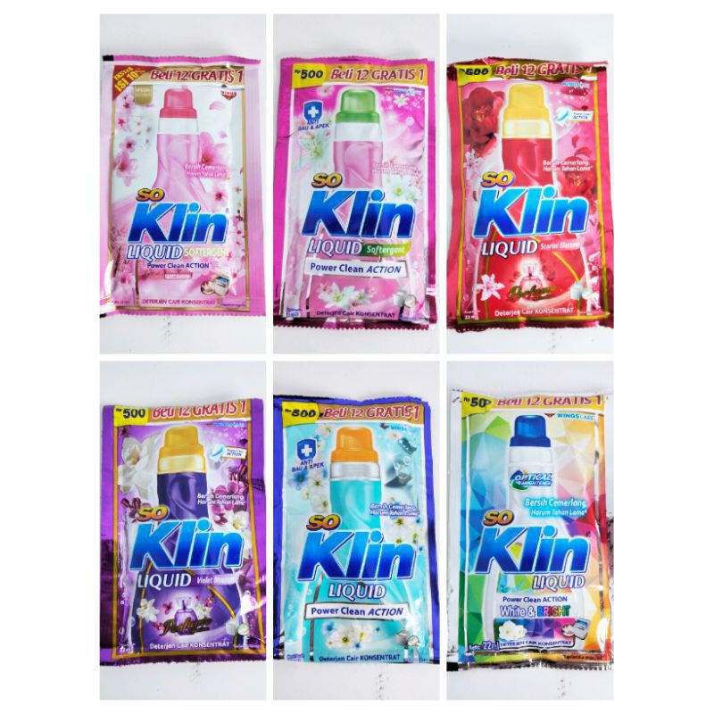 Jual Soklin Liquid Detergent Cair Sachet All Variant Warna 1 Renceng